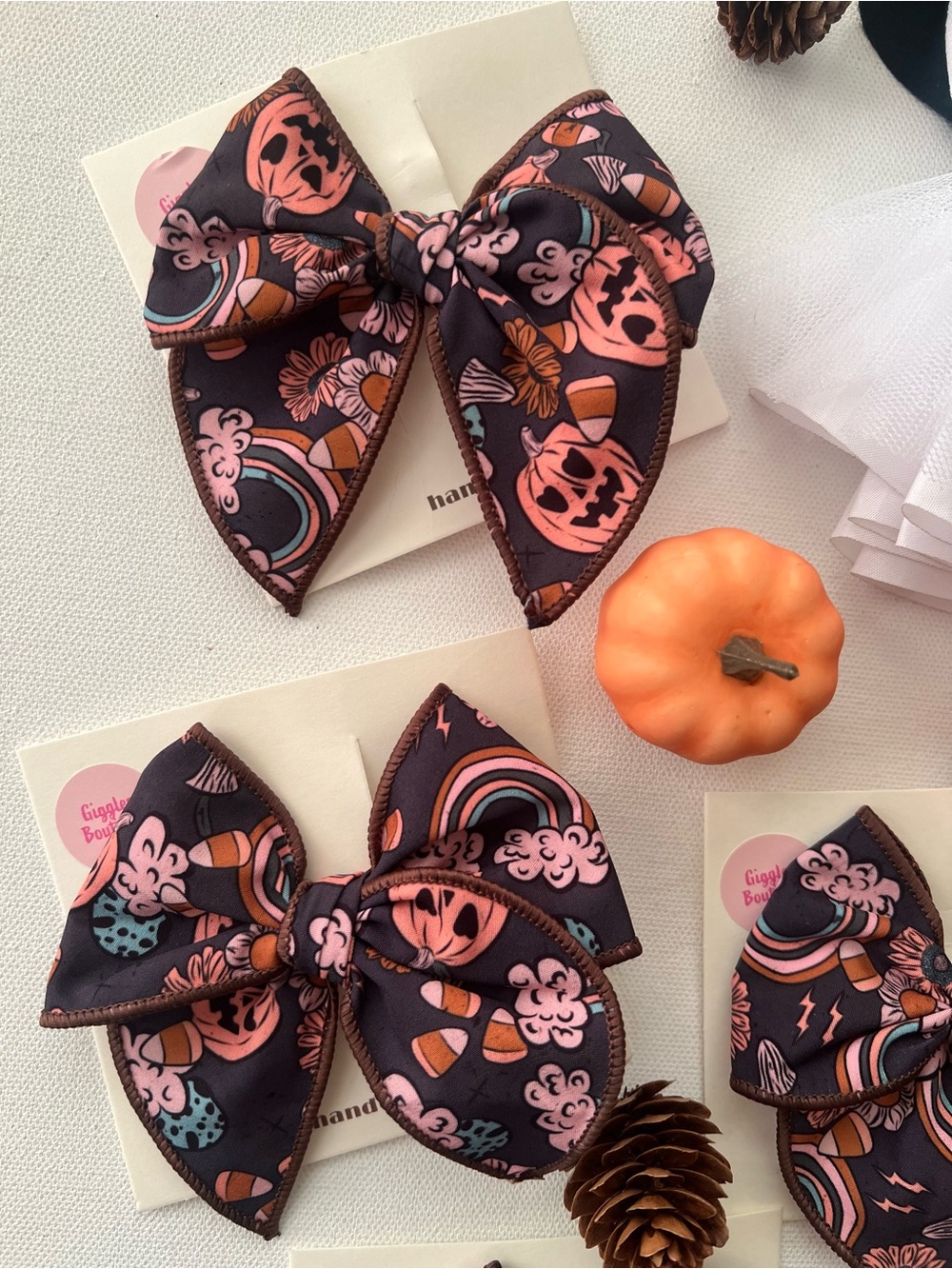 Spooky Boho Halloween Hair Bow | 3x5” Handmade Retro Fall Bow